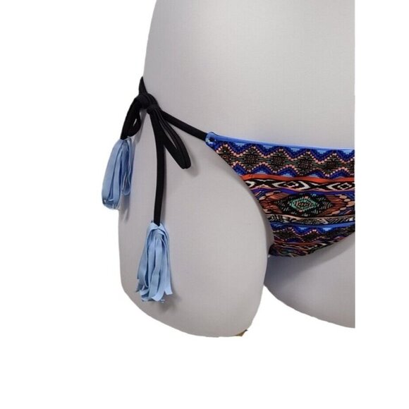 Mossimo Hipster Bikini Bottom Size Small Tassel Side Ties Black Multicol… - Picture 6 of 8